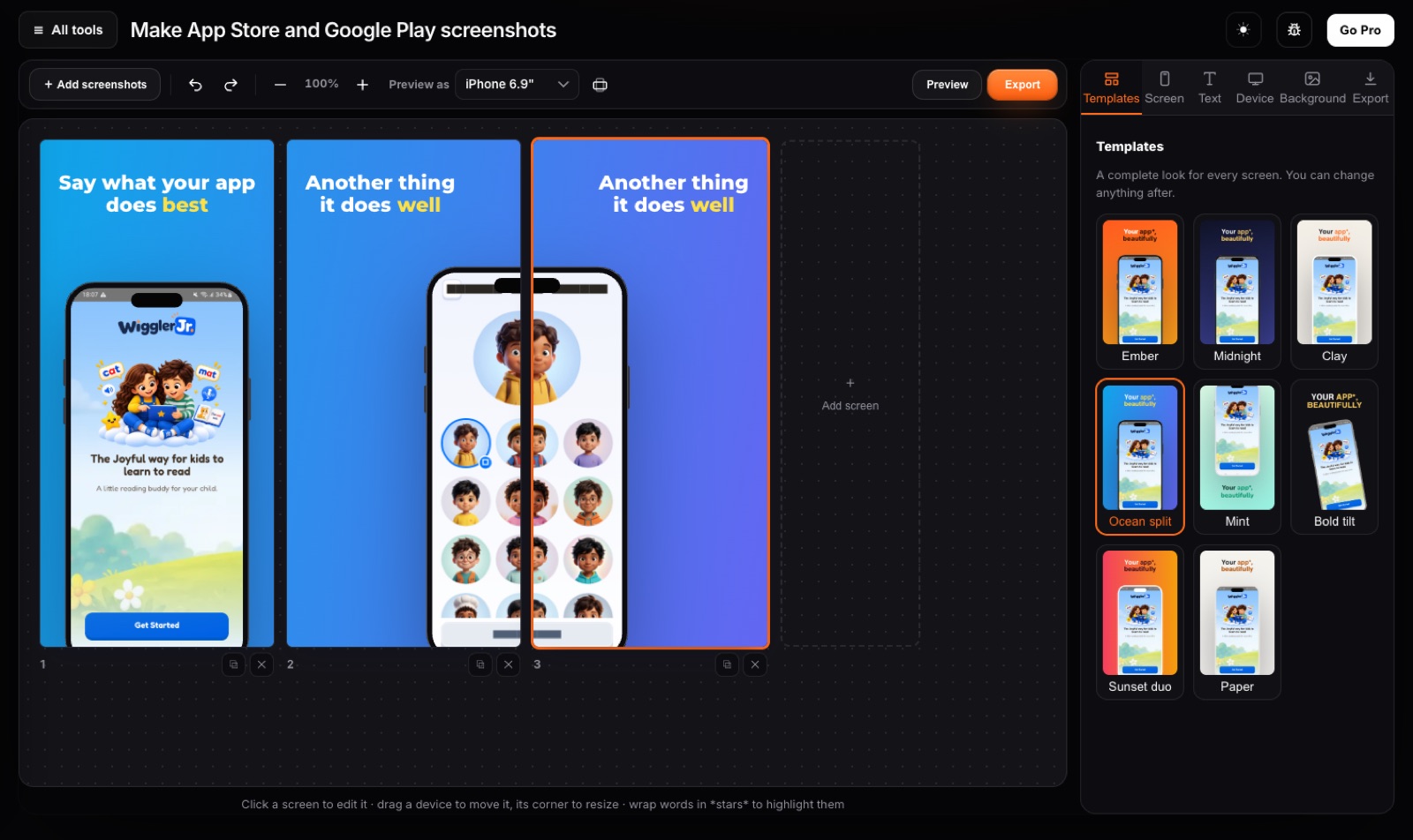 The Boltly google play screenshot maker